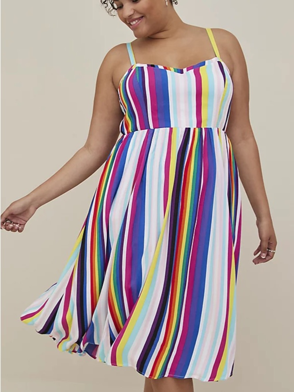 Torrid 4X Pride Rainbow Stripe Sundress Adjustable Strap Plus Size Dress Pockets